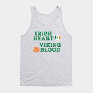 Irish Heart Viking Blood. (Green text) Gift ideas for historical enthusiasts  available on t-shirts, stickers, mugs, and phone cases, among other things. Tank Top